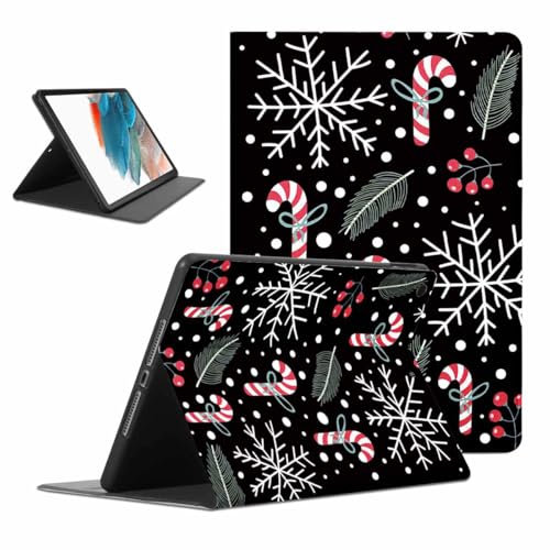 ZhuoFan Funda para Samsung Galaxy Tab A8 10,5 Zoll 2021 SM-X200/ X205/ X207, Aesthetic Dulces Navideños Diseño PU Leather Protector Soporte Función Ángulos Ajustables Christmas Tablet Case, Negro