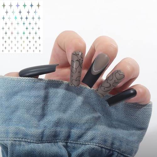 24 PCS Black Press On Nails French Tip with Square Design, Short False Nails Kit, Glossy Fake Easy to Apply, Art for Women, Acrylic Nails for Party or Daily Wear