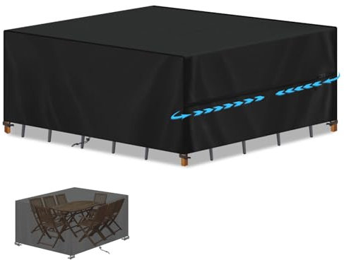 SIMPHAUS Outdoor Table Covers Waterproof Garden Furniture Covers Windproof,Outdoor Dining Table Cover,420D Heavy Duty Oxford Furniture Cover for Patio Table and Chair Set,Rattan Sofa 240x180x75cm