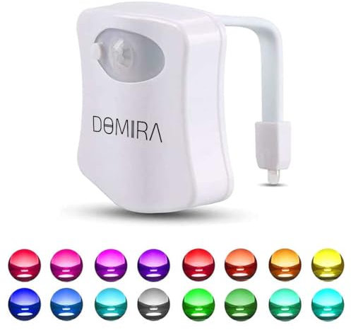 DOMIRA Lampe de toilette avec détecteur de mouvement – Veilleuse LED pour salle de bain | Lampe de toilette à détecteur de mouvement | Applique murale magnétique adhésive | Lumières de mouvement