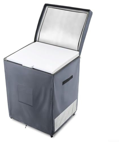 Jotekonoby Heavy Duty Chest Freezer Cover for 7.0 Cubic Feet Outdoor Refrigerator, Waterproof 210D Oxford Fabric with Dual Top Access Air Vents(Grey S)