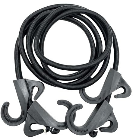 Elastisches Seil mit Karabiner - 2 Meter lange elastische Seile zur Ladungssicherung - Wiederverwendbares und sicheres Halteseil für Camping, Motorrad, Koffer, Boot, Gepäckträger, Trailer Aufbewahrung