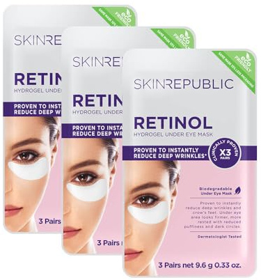 Skin Republic Retinol Under-Eye Patches | Brightens Dark Circles -9 Pairs, 3-Pack