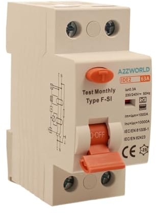 Interrupteur différentiel type F-SI super immunisé, sauvetage 63A, RCCB 0,3 A 1 P+N 10 kA 300 mA 2 modules, résoudre les coups indésirables d'harmoniques et de surtensions Impulsives