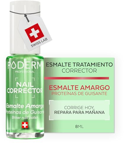 PODERM Nagellack Pflege Corrector für Nagelkauer – Bitter | Bildet schützende Barriere & glänzendes Finish – 8 ml | Bittergeschmack mit Erbsenproteinen | Entwickelt von einem Podologen in der Schweiz