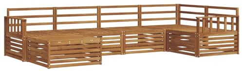 vidaXL Outdoor-Sofagarnitur 6 pcs Natur Massivholz Akazie, Moderner Outdoor-Sofa, robuster Sitzecke für Garten, bequemer Lounge für die Terrasse