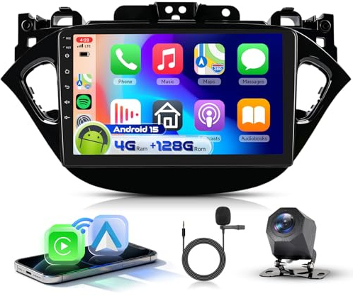 4G 128G VECHTEL 9 Bluetooth-Autoradio für Opel Corsa 2015-2019(mit canbus) Carplay Android Auto,EQ,WiFi GPS,Mirror Link,RDS/FM Radio 2 Din mit AHD Rückfahrkamera