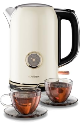 Klarstein Victoria Wasserkocher 1,7 L – Retro-Wasserkocher 2200 W, Vintage-Design, herausnehmbarer Kalkfilter, 360-Grad-Basis, automatische Abschaltung