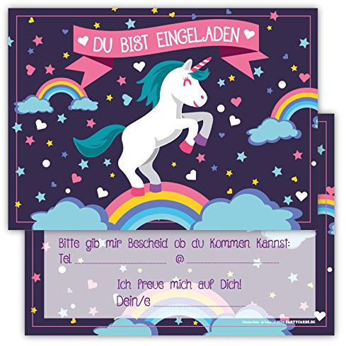 Partycards Einladungskarten Kindergeburtstag Mädchen und Junge, 12 Stck, Postkartenformat A6, Kinder Einladungskarten Geburtstag, Einladungskarten Kindergeburtstag Junge