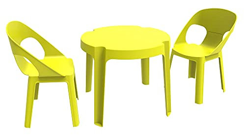 RESOL Rita Conjunto Mesa Infantil con Sillas | 2 Sillas Niños y 1 Mesa de Plástico | Apilables y de Muy Fácil Limpieza y Mantenimiento | Set Rita - Color Verde Lima