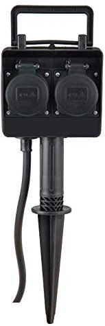 230V Außensteckdose Energieverteiler Mehrfachsteckdose 2-Fach Verteiler mit Erdspieß anschlussfertig mit 1,5m Kabel und Schutzkontakt-Stecker EV3 IP44