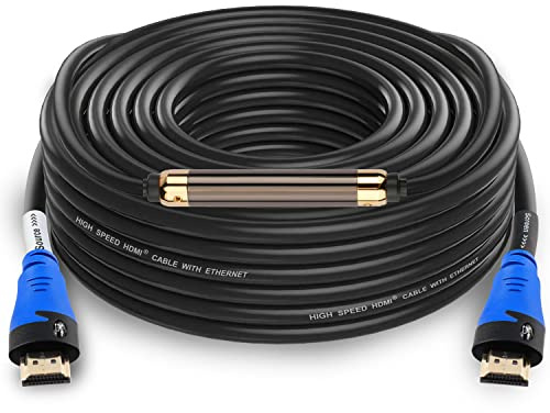 SHD HDMI Cable 100 Feet with Signal Booster 100' HDMI Cord 2.0V Support 4K 3D 1080P for in-Wall Installation CL3 Rated Black