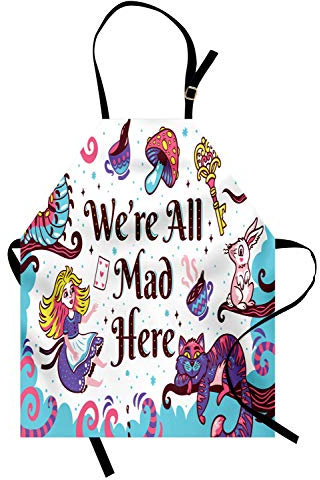 ABAKUHAUS Alice im Wunderland Kochschürze, Alice im Wunderland, Unisex-Küchenlätzchen mit verstellbarem Hals für Kochen Gartenarbeit, 67 cm x 80cm, Pflaume Aqua