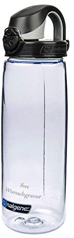 Nalgene Trinkflasche 'Everyday OTF' - 0,7 L (transparent-schwarz, mit Namensgravur, 0,7 l)
