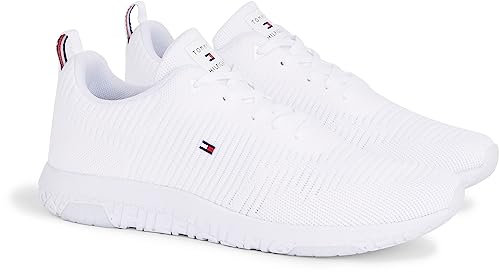 Tommy Hilfiger Runner Sneaker Hombre Corporate Knit Rib Runner Calzado Deportivo, Blanco (White), 40