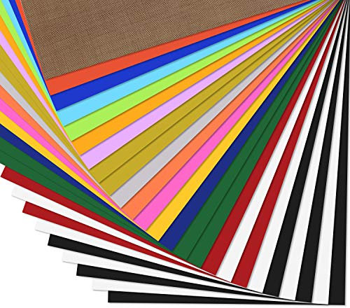 Zwanzer Plotterfolie Textil -25 Pack Heat Transfer Vinyl 30.5cm*25.4cm, flexfolie plotter textil Kompatibel mit Cricut Expression & Silhouette Cameo, BONUS Teflon für Heiße Presse auf T-Shirts