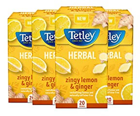 Tetley Zingy Lemon & Ginger Pack of 4 Boxes 80 Teabags