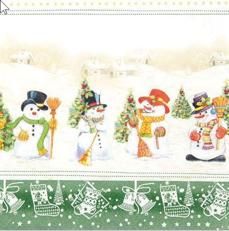 20 Servietten lustige Schneemänner Winter Schnee 33 x 33