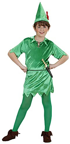 W WIDMANN MILANO Party Fashion - Costume per bambini Peter, tunica con cintura e cappello, travestimento da personaggio delle fiabe