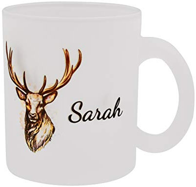 TASSENPALAST Teetasse - Glühweintasse | Hirsch | personalisiert mit eigenem Namen | als Wichtelgeschenk oder zu Weihnachten