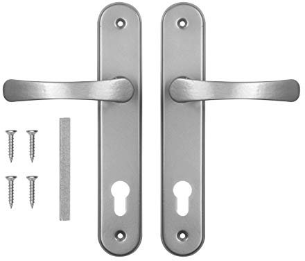 ADGO Türgriff Set für den Türeinsatzkeks 90 Links Rechts Türgarnitur Türdrücker Türklinke Drückergarnitur Aluminium Verzinkter Stahl (Silber)