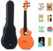 Rosen Konzert-Ukulele aus Karbonfaser, für Erwachsene und Kinder, Anfänger, 61 cm, Reise-Ukulele, mit allem Ukulelen-Starterzubehör (orange)