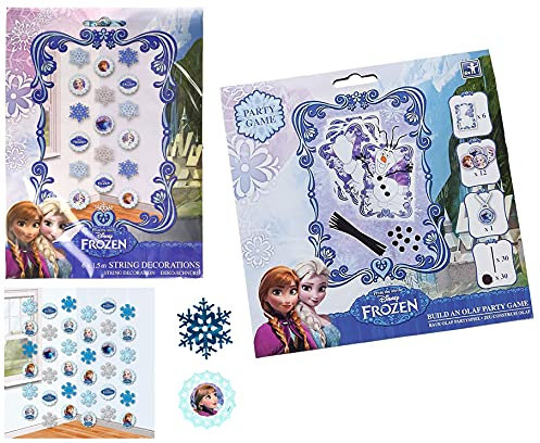 Disney Frozen - Super Bastel-Spiel für 6 Kinder - Geburtstag - 6x Bastel Olaf mit12 Sticker + 6x 1,5m Frozen Deko-Hänger (Motive Ø 12 cm) - für die SUPER Geburtstagsparty
