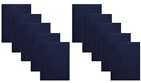 Betz 10 Stück Badvorleger Badematte Badteppich Duschvorleger Frottee Premium 100% Baumwolle Größe 50x70 cm Qualität 650g/m² Farbe dunkelblau