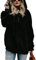 Durio Hoodie Damen Fleece Kapuzenpulli Teddy Fleece Pullover Decke Hoodie Oversize Sweaterpullover Winter Warm Schwarz XL