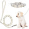 HACRAHO Pearl Hundeleine und Halsband, 2 Stück, für Hunde und Katzen, Perlenhalsband, Leine, Set, verstellbar, Leder, Perlenhalsband mit Strass für Hunde, Katzen, Welpen