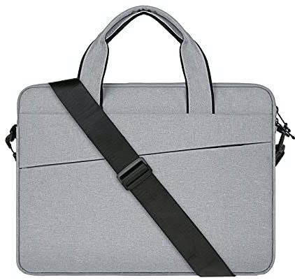 RAINYEAR 15.6 Inch Laptop Sleeve Shoulder Bag Compatible with 15.6 Notebook Computer Chromebook, Polyester Messenger Bag Carrying Case Briefcase for Men Women,Grey