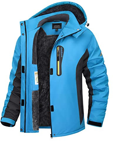 TACVASEN Damen Winterjacke Warm Skijacke Wasserdicht Atmungsaktiv Fleece Softshelljacke Oudtdoor Snowboardjacke mit Kapuzen Blau S