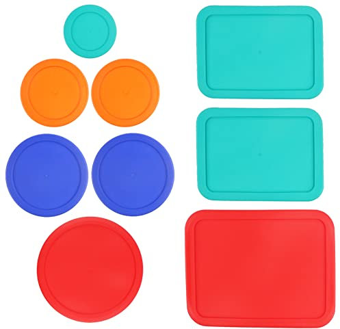 Replacement Lids for Pyrex (1) 7202-PC 1 Cup Green (2) 7200-PC 2 Cup Orange (2) 7201-PC 4 Cup Blue (1) 7402-PC 6/7 Cup Red (2) 7210-PC 3 Cup Light Green (1) 7211-PC 6 Cup Red Round Rectangle