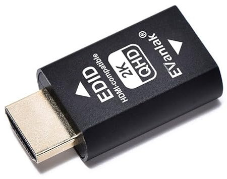 EVanlak Hdmi Edid Emulator Passthrough 3rd Generrtion Premium Aluminum Eliminated Emulator Adapter Work with Mac to HDMI Switches/Extender/AV Receiver/Video Splitters 2K 2560x1440 60Hz @60H
