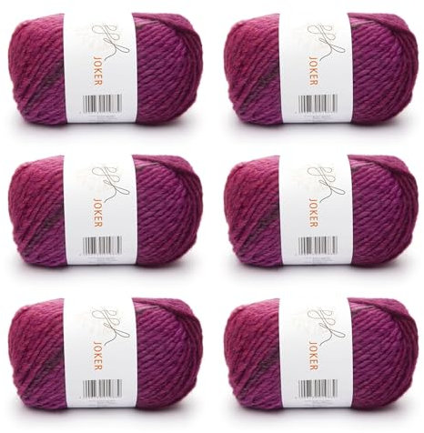 ggh Joker Box - 6 Knäuel - Schurwolle Mischung mit Farbverlauf - Wolle zum Stricken oder Häkeln Farbe 006 - Rostrot-Zyklam
