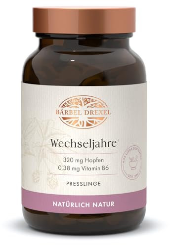 Wechseljahre Tabletten pflanzlich mit Hopfen, Vitamin B6, Salbei, OPC und Alfalfa, 100% Herstellung Deutschland (240 Stk), Naturprodukt Menopause, Hitzewallungen, Klimakterium BÄRBEL DREXEL®