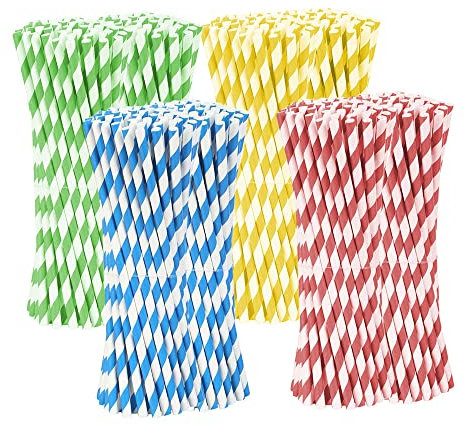 Pailles, 300 Pailles en Papier Colorées pour Cocktails, Café ou Jus