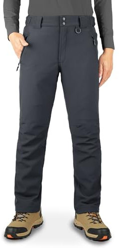 33,000ft Men's Waterproof Trousers Warm Fleece Lined Ski Snow Pants Thermal Softshell Trousers for Golf Hiking Walking Grey 34W/30L