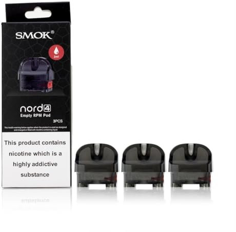 SMOK Nord 4 Empty Replacement RPM PODs, Compatible with RPM Coils Series, ONLY Works With Nord 4 Kit, 2mL Capacity, SMOK Vaping PODs, Pack of 3, No Nicotine