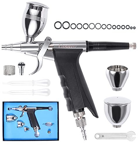 Uouteo Airbrush Trigger Double Action Trigger Air Brush Gun with 0.3 mm Needles 2CC/5CC/13CC Paint Cup Cup for Painting