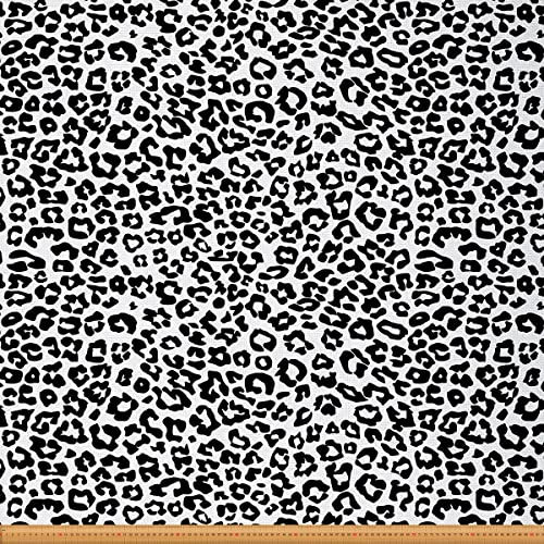 Leoparden Polsterstoff Schwarzer Geparden Druck Dekorativer Stoff zum Quilten Nähen Afrikanische Safari Tiere Batikstoff Meterware für Kinder und Erwachsene Schwarz Weiß 920 x 150 (HxB)