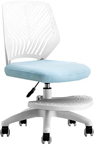 GIZNXBA Jugenddrehstuhl Mit Rollen Mesh Kinderdrehstuhl Mädchen Teenager Jungen 360-Rollen-Räder Stoff Weicher Polstersitz, Höhenverstellbar, Feststellbare Rollen (Color : Blue B)