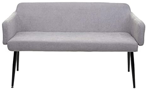 Mendler Sitzbank HWC-L13, Esszimmerbank Bank Polsterbank Garderobenbank Rückenlehne Armlehne Stoff/Textil 133cm - grau