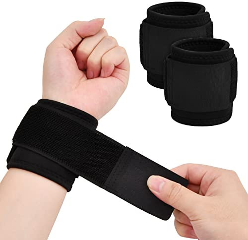 2 Stück Handgelenk Bandagen, Handgelenkstütze Krafttraining, Elastische Bandage mit Kompression, Handgelenkstütze für Kraftsport Fitness Bodybuilding Gymnastik(Schwarz)