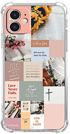 mehidpur Bible Verse Collage Case for iPhone 11, Christian Positivity Jesus Quote Case for Women Men, Unique Trendy Soft TPU Cover Case for iPhone 11