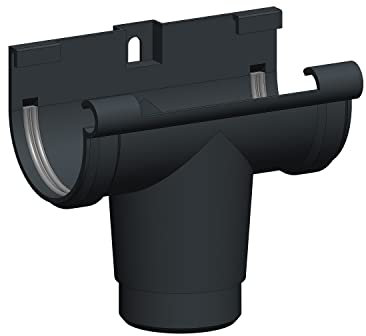 4Home&Garden | Einzelteile Dachrinnensystem 60 mm Typ250 Fallrohr DN 60 | Halbrundrinne Kunststoff PVC Anthrazit | Verbinder Stutzen Rinnenhalter (Rinnenstutzen)