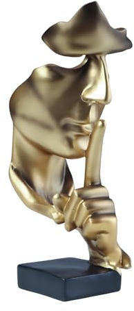 aboxoo Denker Statue, Stille ist Gold, abstrakte Kunstfigur, Moderne Heimkunst-Skulpturen, dekorative Objekte, Klavier, Desktop-Dekor für kreatives Zimmer, Zuhause, Büro, Arbeitszimmer (großes Gold)