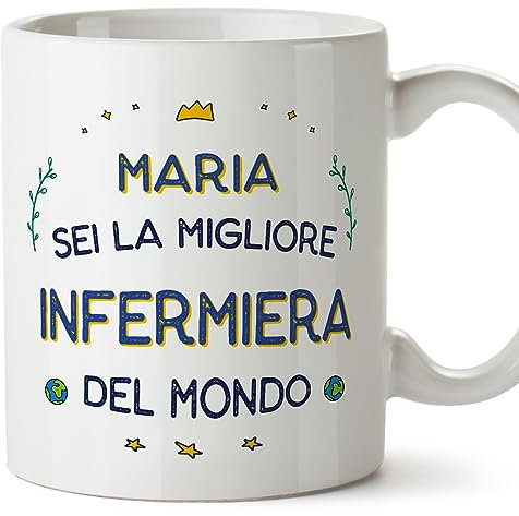 Mugffins Tazza Personalizzata in ceramica per INFERMIERA donna 11 oz / 350 ml - In italiano - Migliore del Mondo - Idea regalo per compleanno, anniversario, natale, laurea