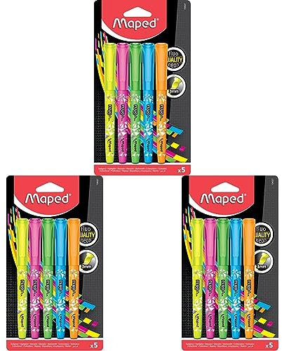Maped 1.864.428,6 cm Fluo Peps Connect Textmarker (Packung mit 3)