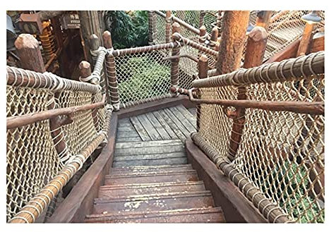 Dekoratives Hanfnetz, hängendes Netz für Zaun, Katzennetz, Klettergeländer, Balkon, Treppen für Haustiere, Schutzgitter für Zäune (5 x 10 M(16 x 33 Fuß))